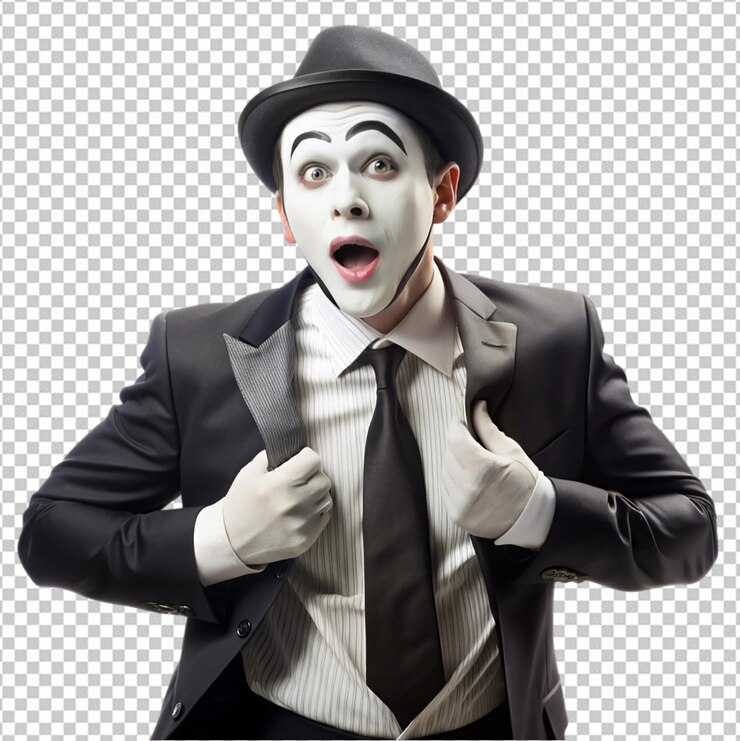 PSD mime como un hombre de negocios arrancándose la camisa png