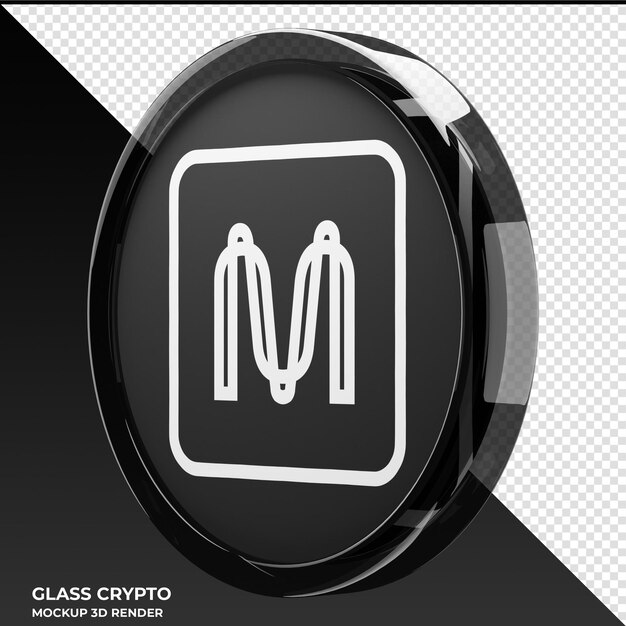 PSD mina glass crypto coin ilustración 3d