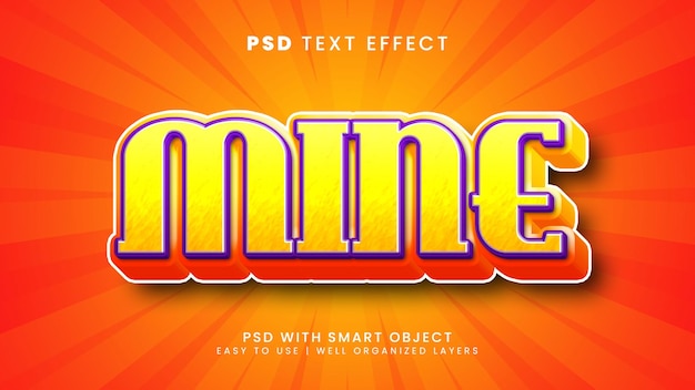 Mine 3D-bearbeitbaren Texteffekt mit Work- und Rock-Textstil