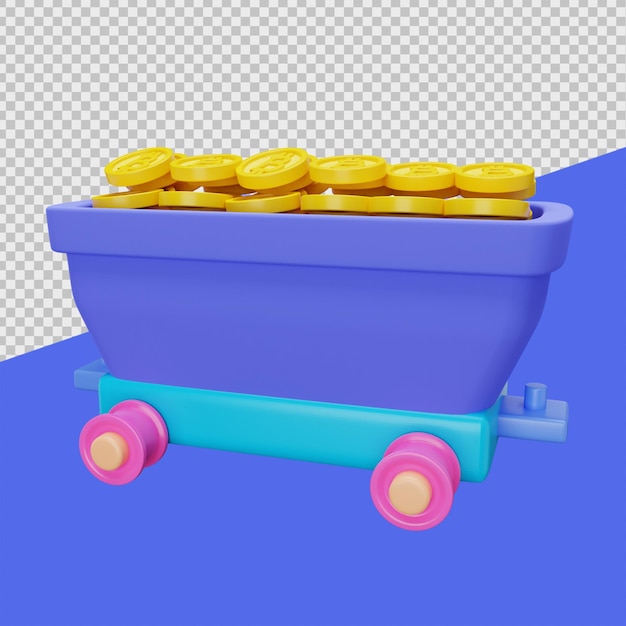 Mine Cart 3D Bitcoin Illustrationen