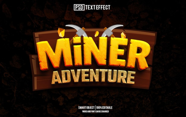 miner text effect font editable typography 3d text