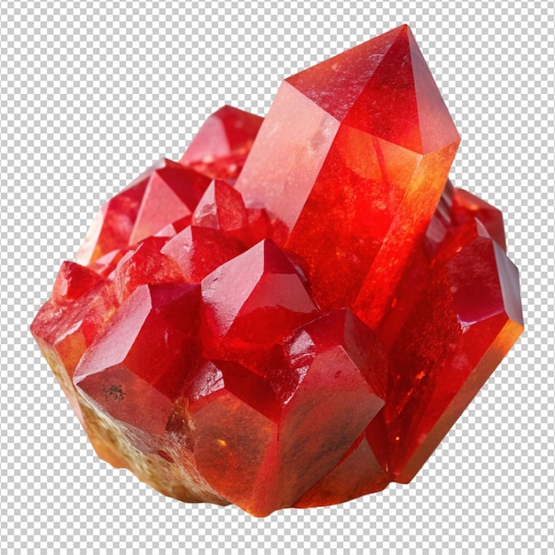 mineral de cristal natural rojo sobre fondo blanco