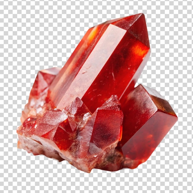 PSD mineral de cristal natural vermelho isolado em fundo transparente