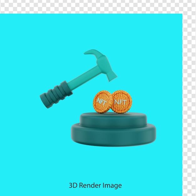 minería de iconos nft de renderizado 3d