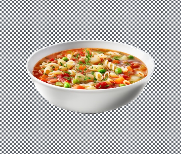 Minestrone fresco isolato su sfondo bianco