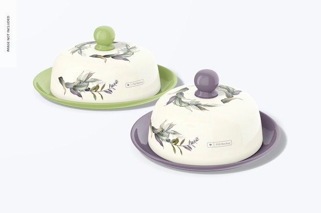 Mini beurriers ovales avec maquette de couvercle