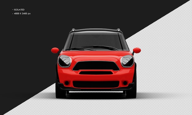 Mini carro vermelho brilhante realista isolado da vista frontal