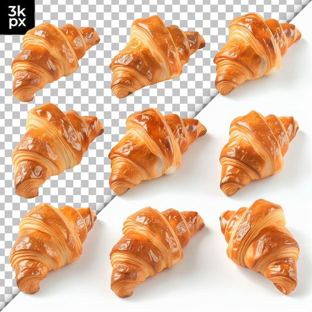 Mini croissants aislados sobre un fondo transparente