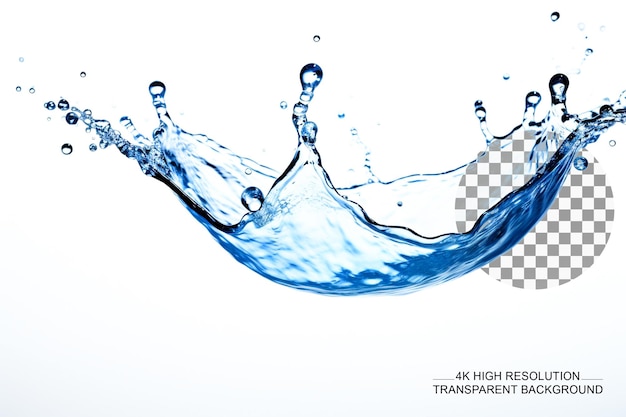 Mini Forme Complète D'une Goutte D'eau Sur Un éclaboussure D'eau Bleue Sur Un Fond Transparent