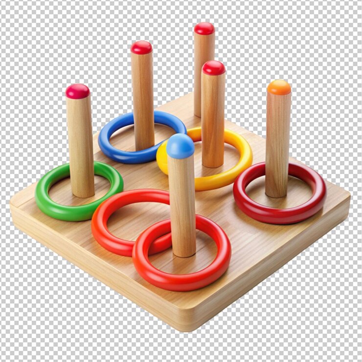 PSD mini juego de lanzamiento de anillos aislado en fondo transparente