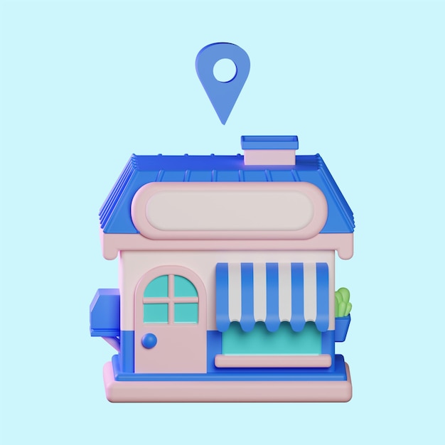 mini loja azul 3d