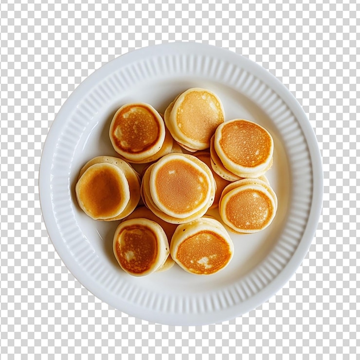 PSD mini panqueques plato de desayuno alimentos calientes aislados sobre un fondo transparente