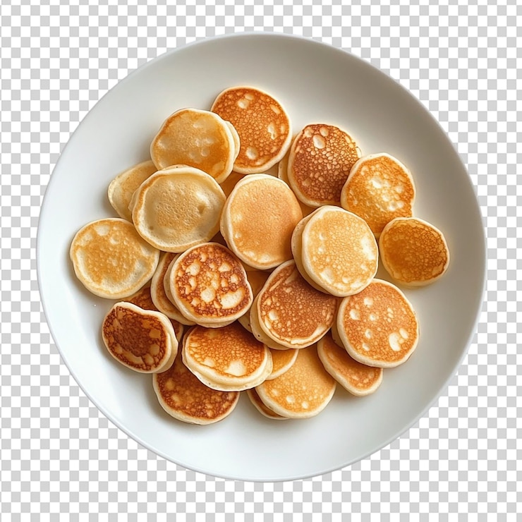 PSD mini panqueques plato de desayuno alimentos calientes aislados sobre un fondo transparente