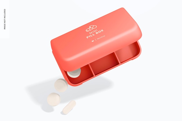 Mini Pill Box Mockup, fallend