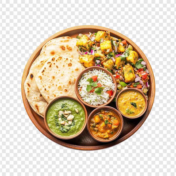 PSD mini plato de comida del norte de la india aislado sobre un fondo transparente