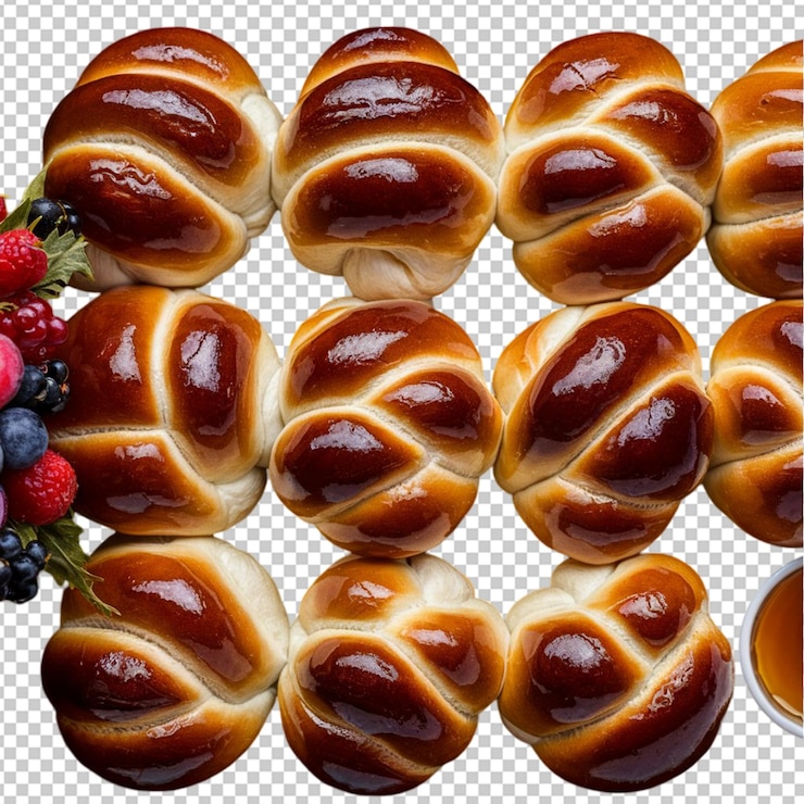 PSD mini rolo de challah com uma crosta castanha brilhante isolado