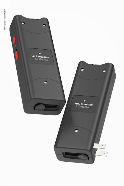 PSD mini stun guns mockup, floating