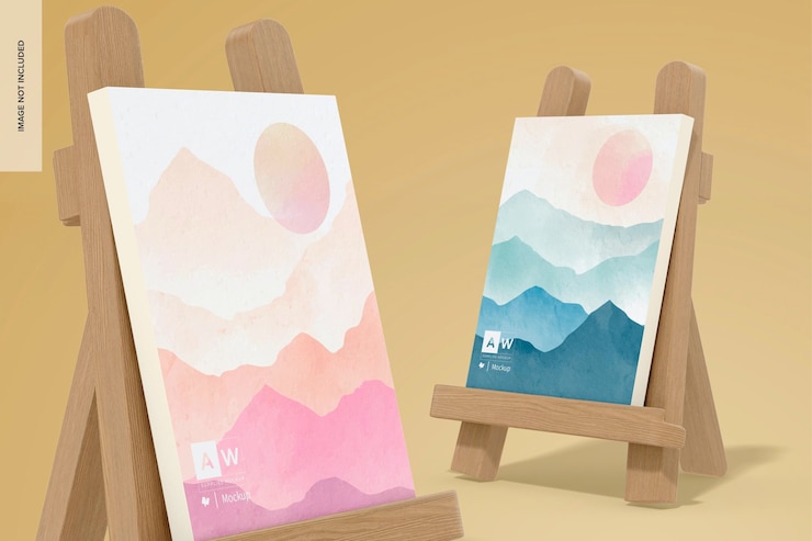 PSD mini table easels mockup