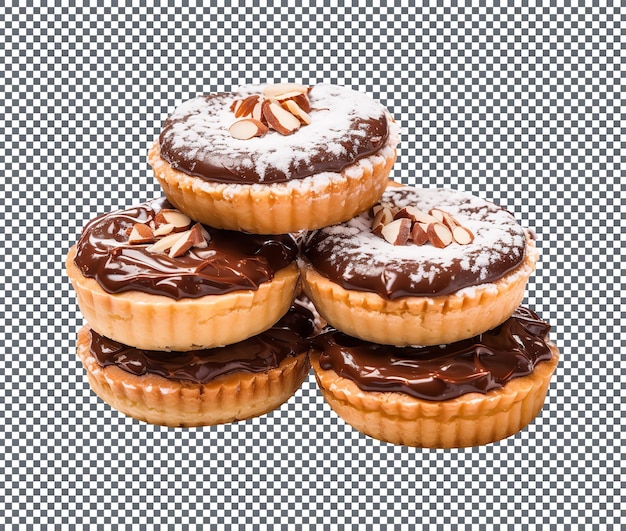 Mini tarte au chocolat avec noisette isolée sur fond transparent