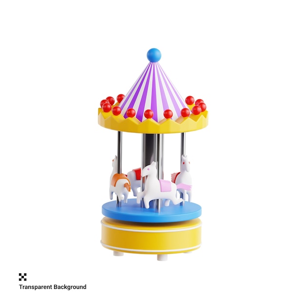 Miniatur-Karousel-Spielplatz-Funktion 3D-Ikonen-Illustration