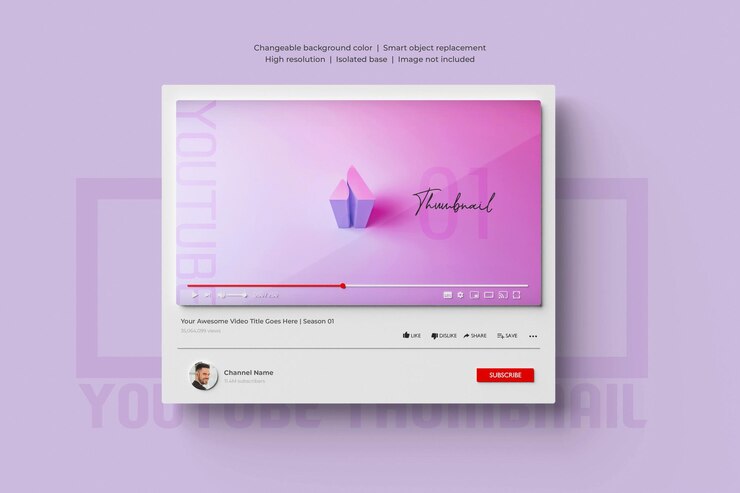 PSD miniatura 3d do youtube