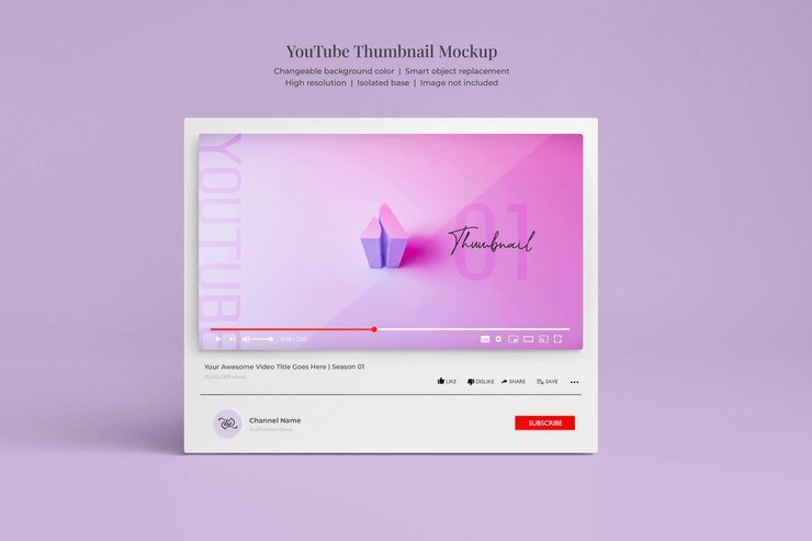 PSD miniatura 3d do youtube