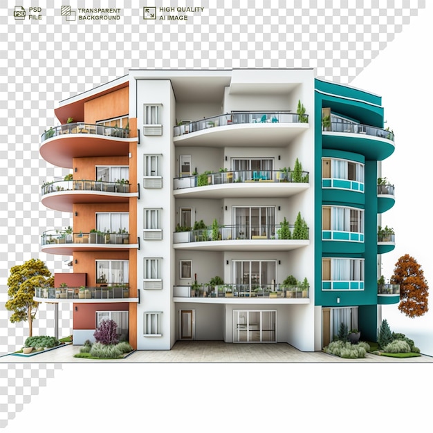 PSD miniatura de una casa moderna aislada sobre un fondo transparente