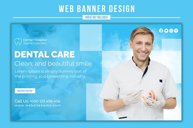 Miniatura de dentista e cuidados de saúde excepcional banner da web médica ou capa do facebook