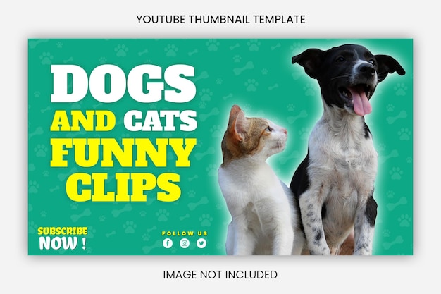 Miniatura de vídeo do YouTube para animais de estimação e modelo de design de banner da Web