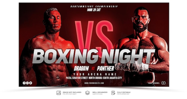 miniatura di boxe modello di banner pubblicitario per post di youtube
