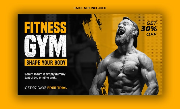 Miniatura do youtube de academia de ginástica e modelo de banner da web