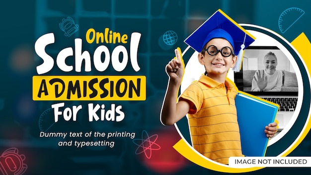 Miniatura do youtube de admissão em educação escolar ou modelo de banner da web