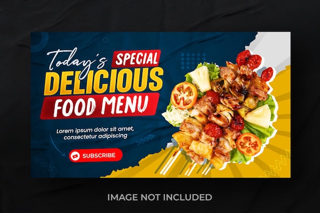 PSD miniatura do youtube de comida ou design de modelo de banner da web