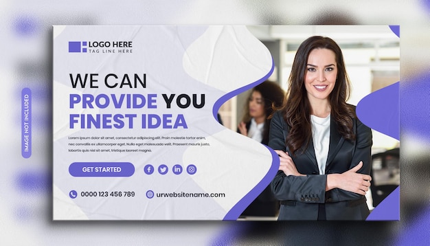Miniatura do youtube de negócios corporativos e modelo de banner da web