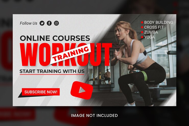 PSD miniatura do youtube do banner da academia de ginástica