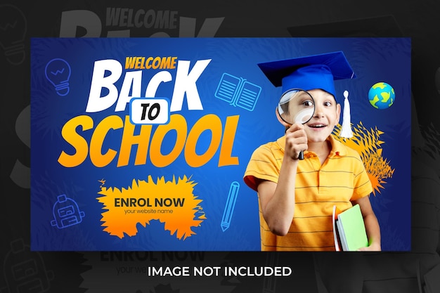 miniatura do youtube para admissão na educação escolar e modelo de banner da web