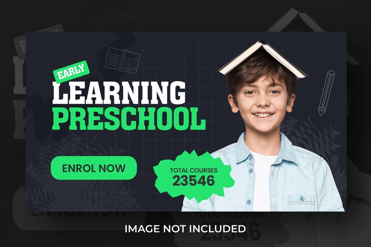 PSD miniatura do youtube para admissão na educação escolar e modelo de banner da web