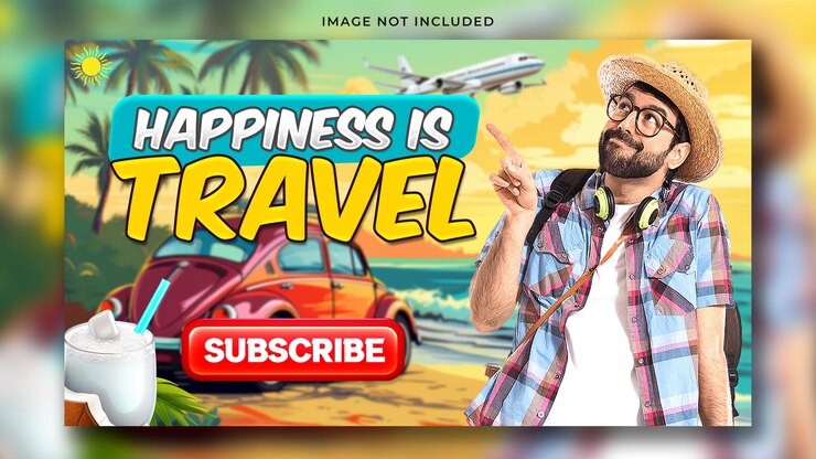 PSD miniatura de video de youtube para agencias de turismo y viajes