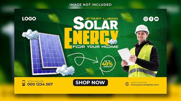 PSD miniatura de video de youtube para la energía solar