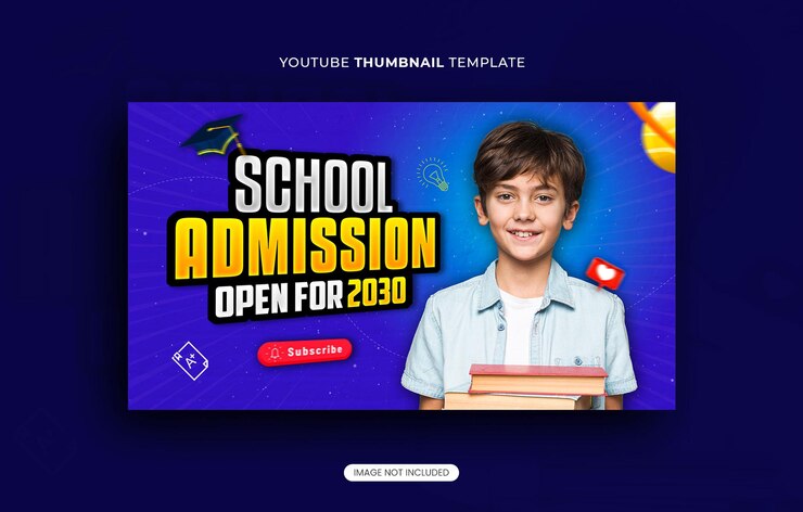 Miniatura de youtube de admisión a la educación escolar o plantilla de banner web