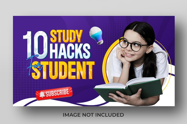 Miniatura de youtube de admisión a la educación escolar o plantilla de banner web