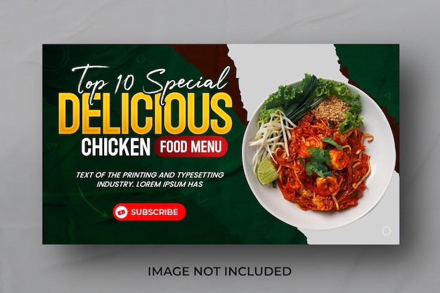 miniatura de youtube de comida o diseño de plantilla de banner web