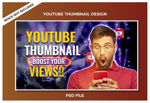 Miniatura YouTube effetto bagliore PSD e modello banner web