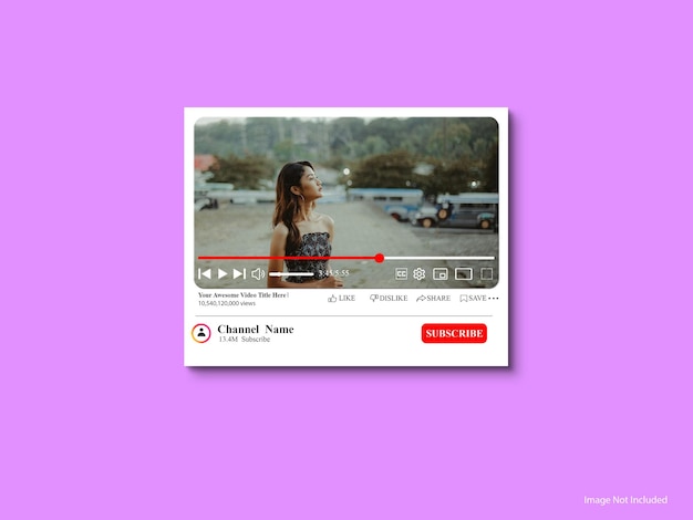Miniatura de YouTube con una mujer y interfaz de reproductor de video