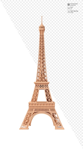 Miniaturreplik des Eiffelturms in Bronze auf durchsichtigem Hintergrund