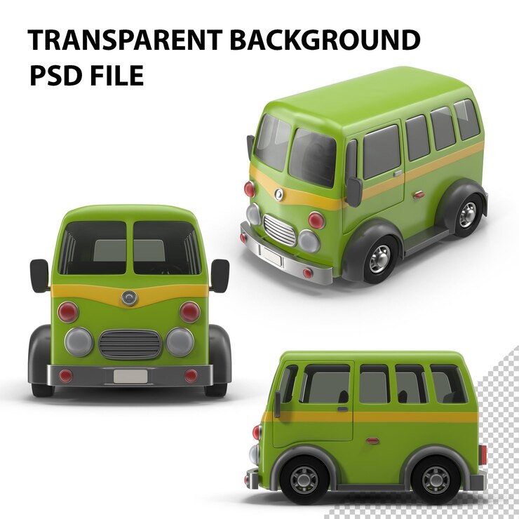 PSD minibus de dibujos animados png