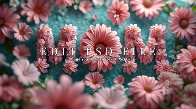 Minimal 3D parola carina mamma decorata con sfondo pastello di fiori