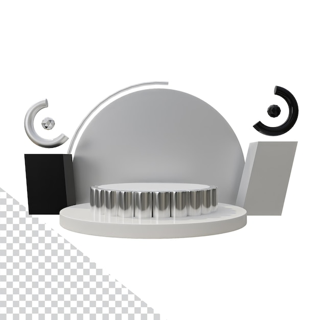 Minimal 3D Product Podium Diseño gráfico Material conceptual metálico plateado