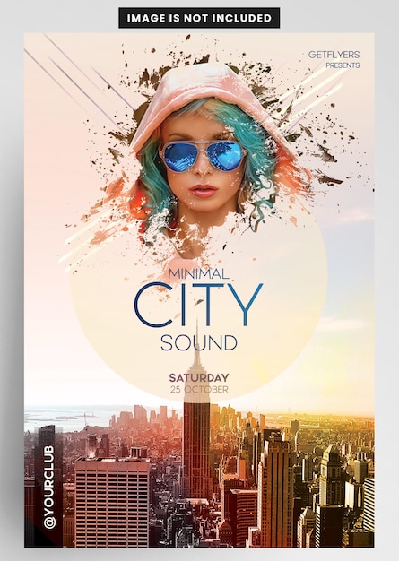 PSD minimal city sound minimal city nightclub plantilla de folleto