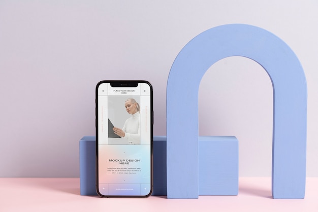 minimal device mockup with soft monochrome color